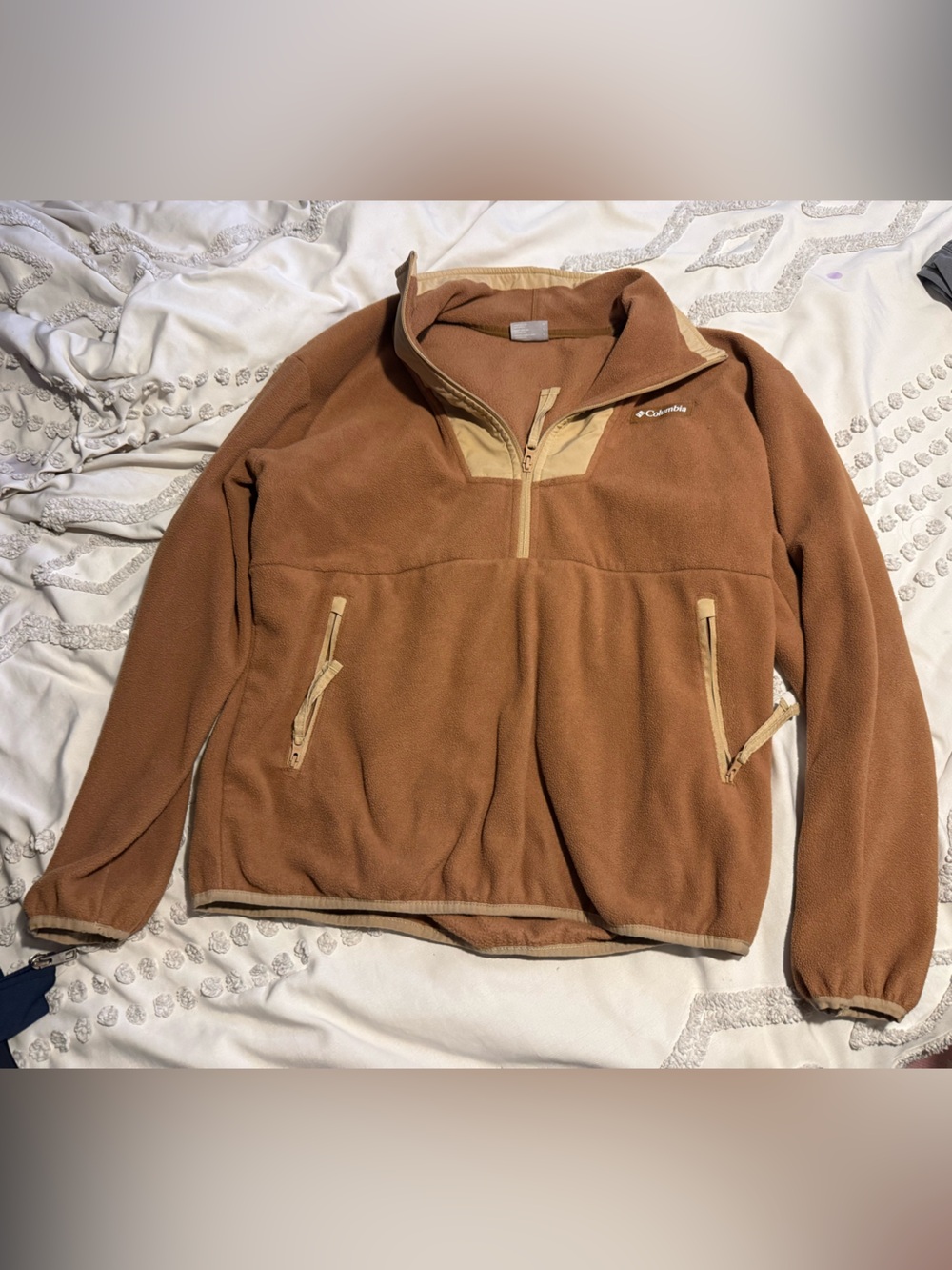 Columbia Brown Tan Quarter-Zip Fleece Performance Jacket